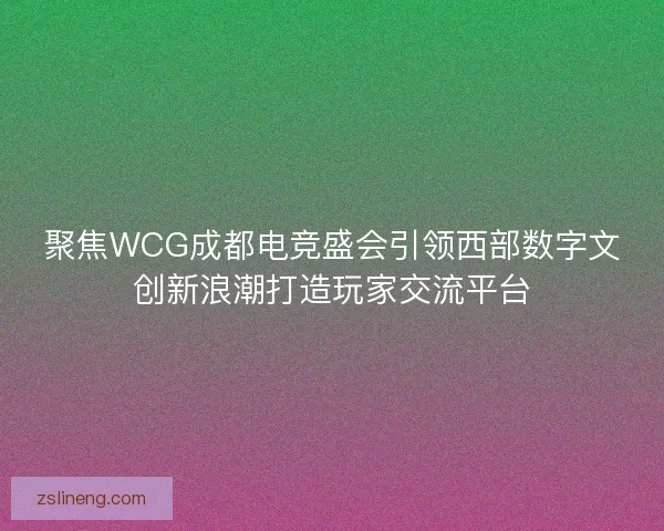聚焦WCG成都电竞盛会引领西部数字文创新浪潮打造玩家交流平台